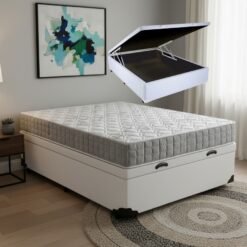 Colchão Casal Orthosono D33 + Base Box Baú Corino TD