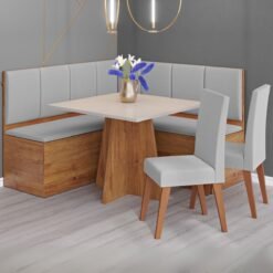 Conjunto Canto Alemão c/ Baú + Mesa Soberano + 2 Cadeiras Milão TD