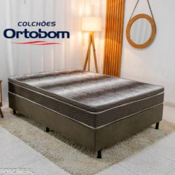 Base Box Casal + Colchão Casal Ortopédico Light Ortobom RF