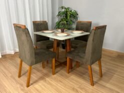 Mesa de Jantar Bali 90×90 Com 4 Cadeiras LD