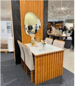 Mesa Cancun 120x90 Cinamomo/Off White com 4 Cadeiras