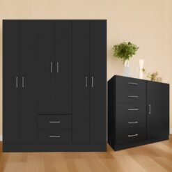 Guarda-Roupa 6 Portas Jamaica 6 + Cômoda 5 Gavetas Sapateira Miami TD
