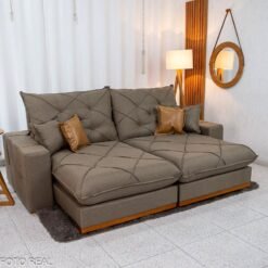 Sofá Retrátil Reclinável Malibu 2.50m Linho D33 e Molas Ensacadas RF