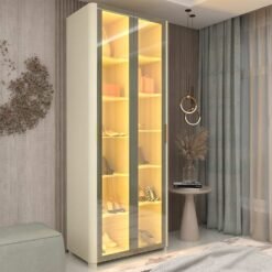 Sapateira Innova 2 Portas Vidro Reflecta com Pês e LED SR