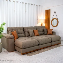 Sofá Retrátil Reclinável Verona 3.20m Linho Molas Ensacadas RF